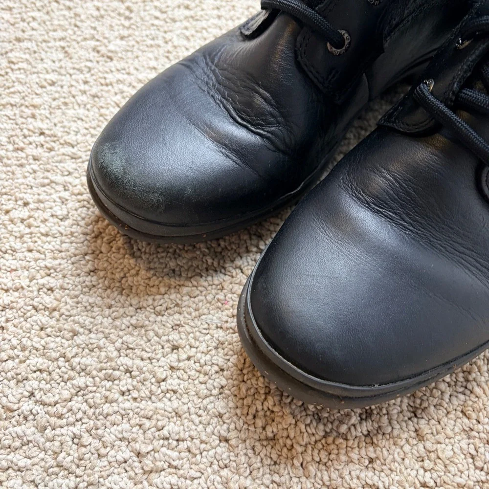 UGG Simmens Waterproof Black Leather Wool Lace Up Buckle Boots 1005264 Women 8.5